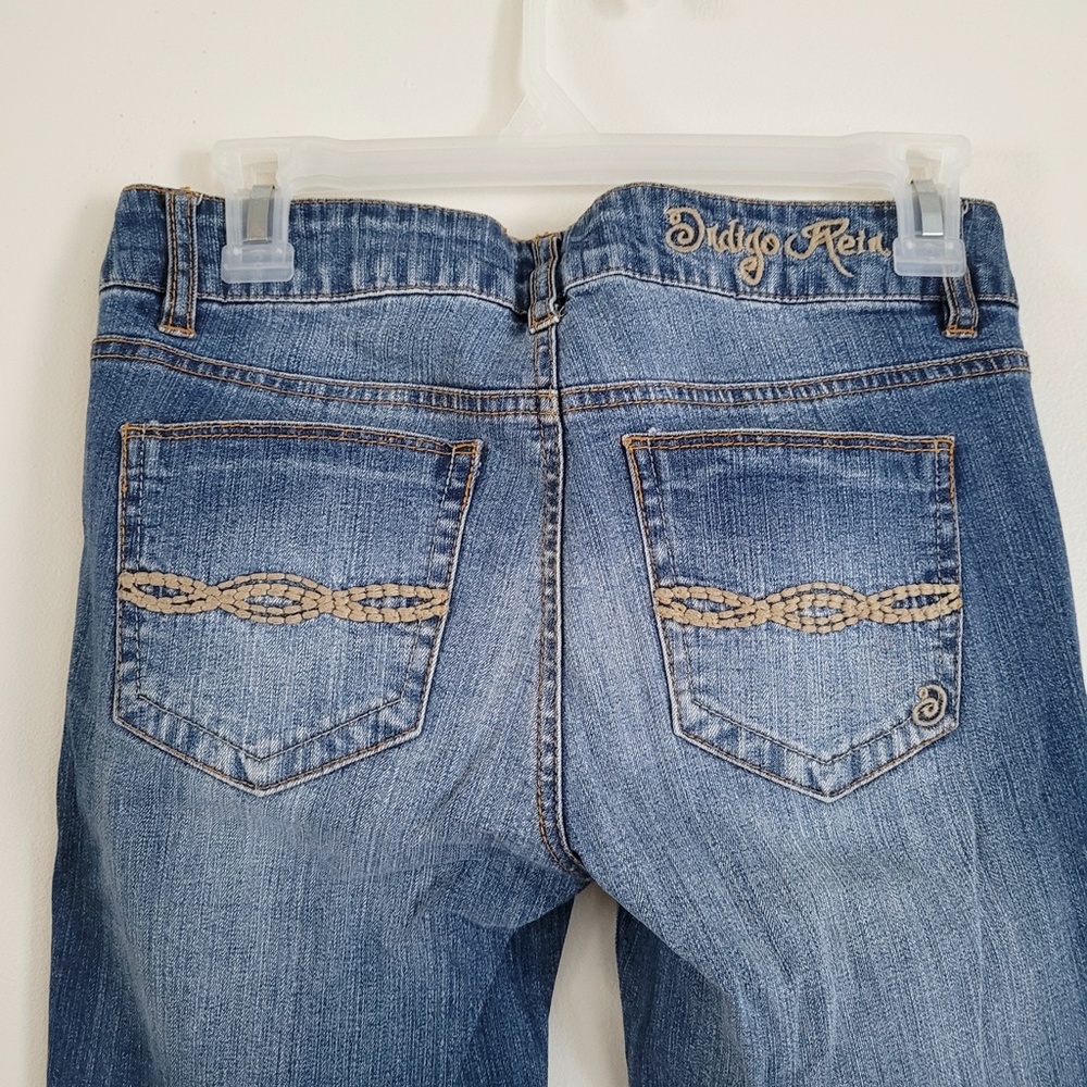 Y2K Distressed Ripped Low Rise Jeans Medium Wash Grunge Indigo Rein // Size 3 - Picture 7 of 9